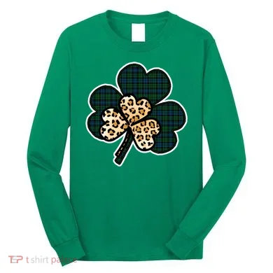 Leopard Shamrocks Clover Long Sleeve Shirt
