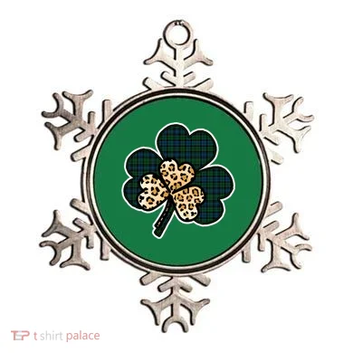 Leopard Shamrocks Clover Ornament