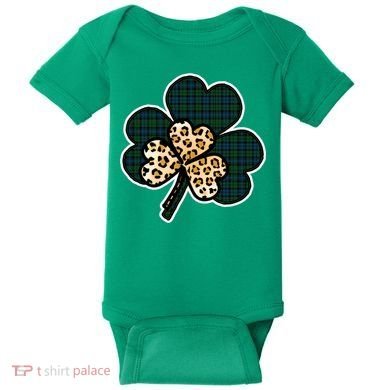 Leopard Shamrocks Clover Baby Bodysuit