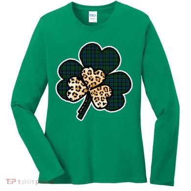 Leopard Shamrocks Clover Women's Long Sleeve Shirt