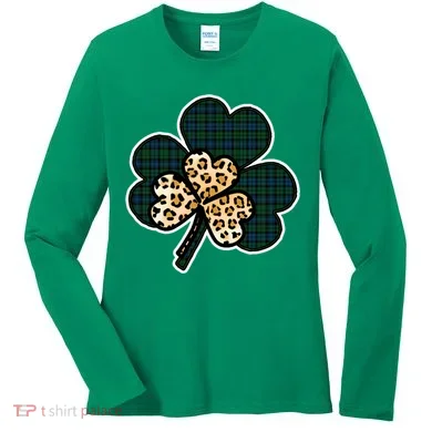 Leopard Shamrocks Clover Women's Long Sleeve Shirt