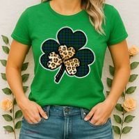 Leopard Shamrocks Clover Women's T-Shirt thumb 2