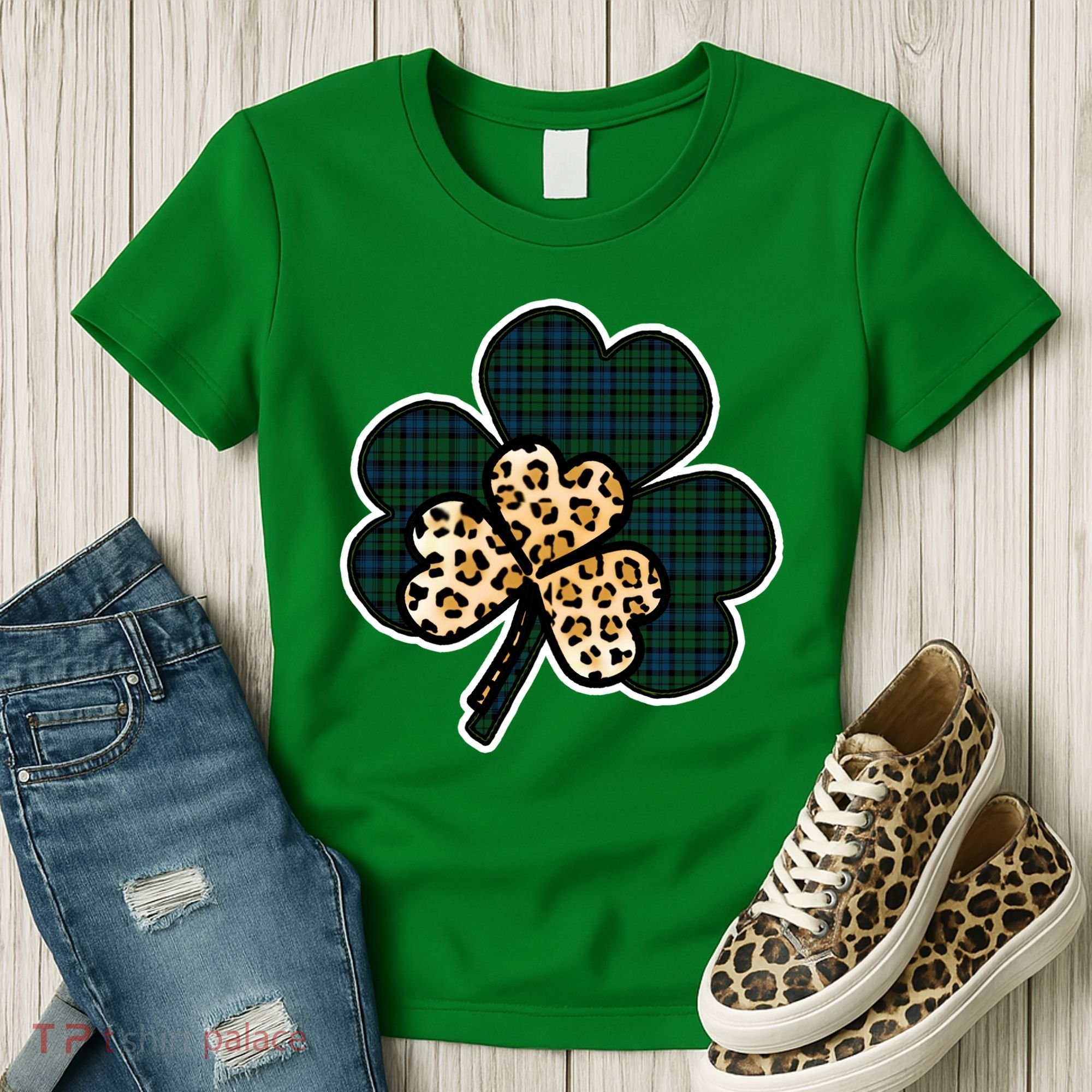 Leopard Shamrocks Clover Women's T-Shirt