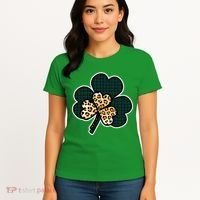 Leopard Shamrocks Clover Women's T-Shirt thumb 4