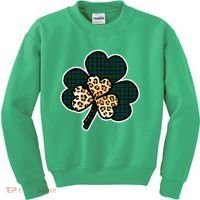 Leopard Shamrocks Clover Kids Sweatshirt thumb 0