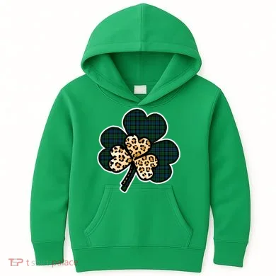 Leopard Shamrocks Clover Kids Hoodie