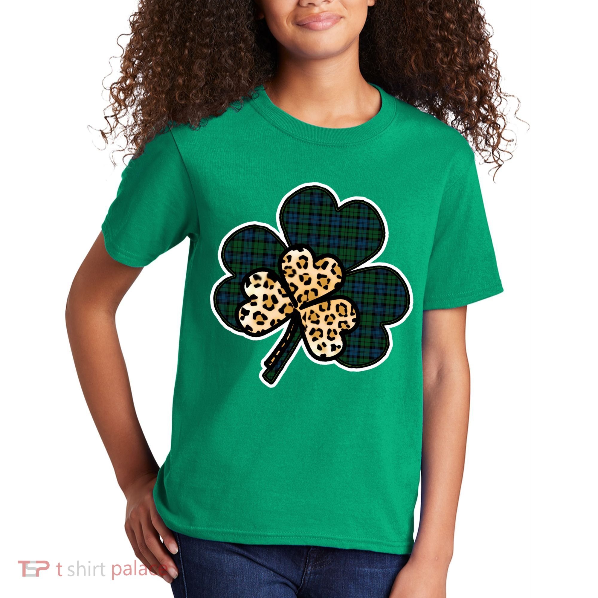 Leopard Shamrocks Clover Kids T-Shirt