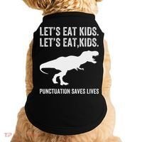 LetS Eat Punctuation Saves Lives Grammar Funny Dino Doggie Tank thumb 0