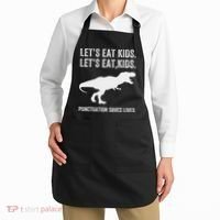 LetS Eat Punctuation Saves Lives Grammar Funny Dino Apron thumb 2