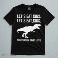 LetS Eat Punctuation Saves Lives Grammar Funny Dino T-Shirt thumb 5