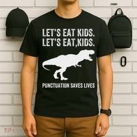 LetS Eat Punctuation Saves Lives Grammar Funny Dino T-Shirt thumb 6