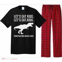 LetS Eat Punctuation Saves Lives Grammar Funny Dino Pajama Set thumb 0