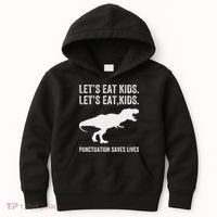 LetS Eat Punctuation Saves Lives Grammar Funny Dino Kids Hoodie thumb 0