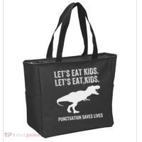 LetS Eat Punctuation Saves Lives Grammar Funny Dino Tote Bag thumb 2