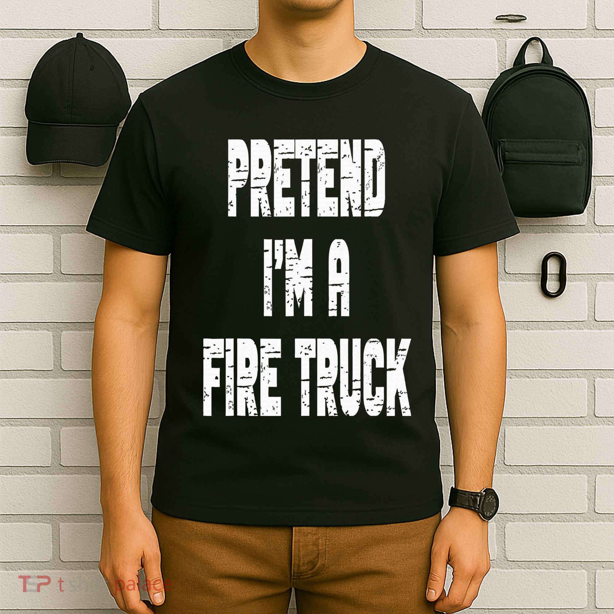 Lazy Easy Pretend I'm A Fire Truck Party Halloween Costume T-Shirt