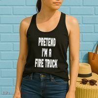 Lazy Easy Pretend I'm A Fire Truck Party Halloween Costume Women's Tank Top thumb 2