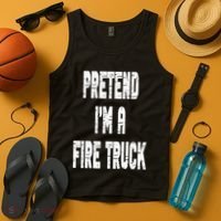 Lazy Easy Pretend I'm A Fire Truck Party Halloween Costume Tank Top thumb 4