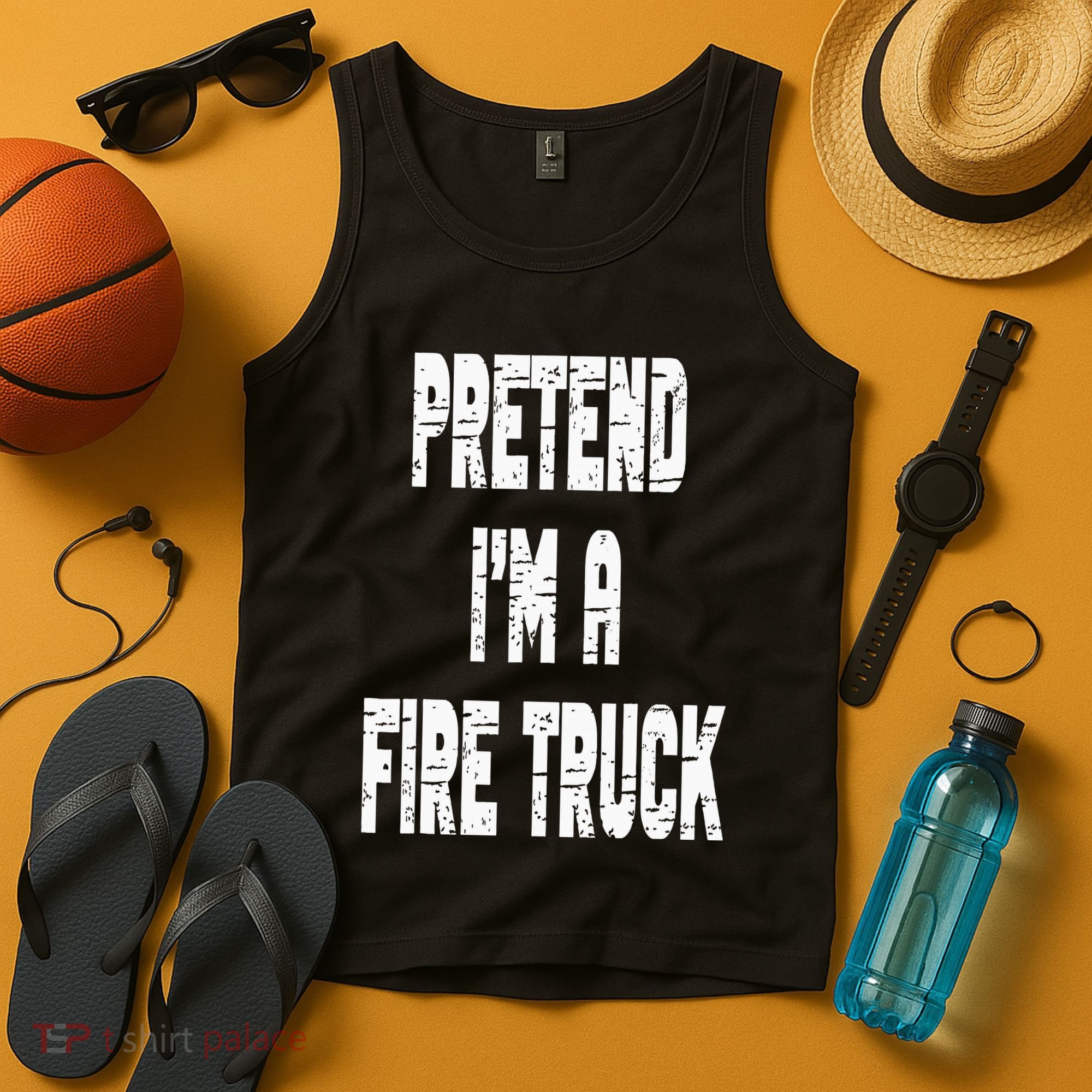 Lazy Easy Pretend I'm A Fire Truck Party Halloween Costume Tank Top