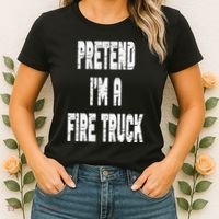 Lazy Easy Pretend I'm A Fire Truck Party Halloween Costume Women's T-Shirt thumb 2