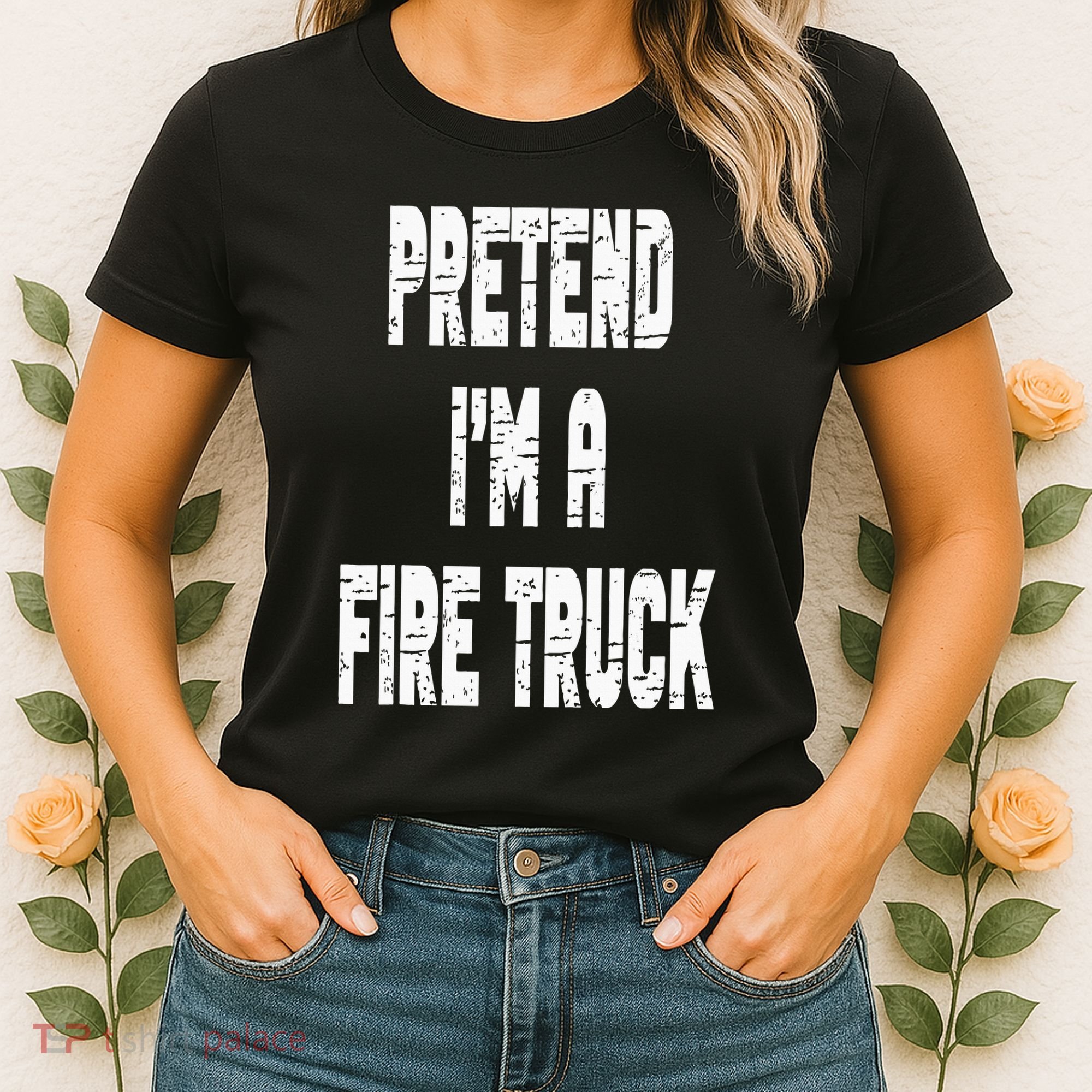 Lazy Easy Pretend I'm A Fire Truck Party Halloween Costume Women's T-Shirt
