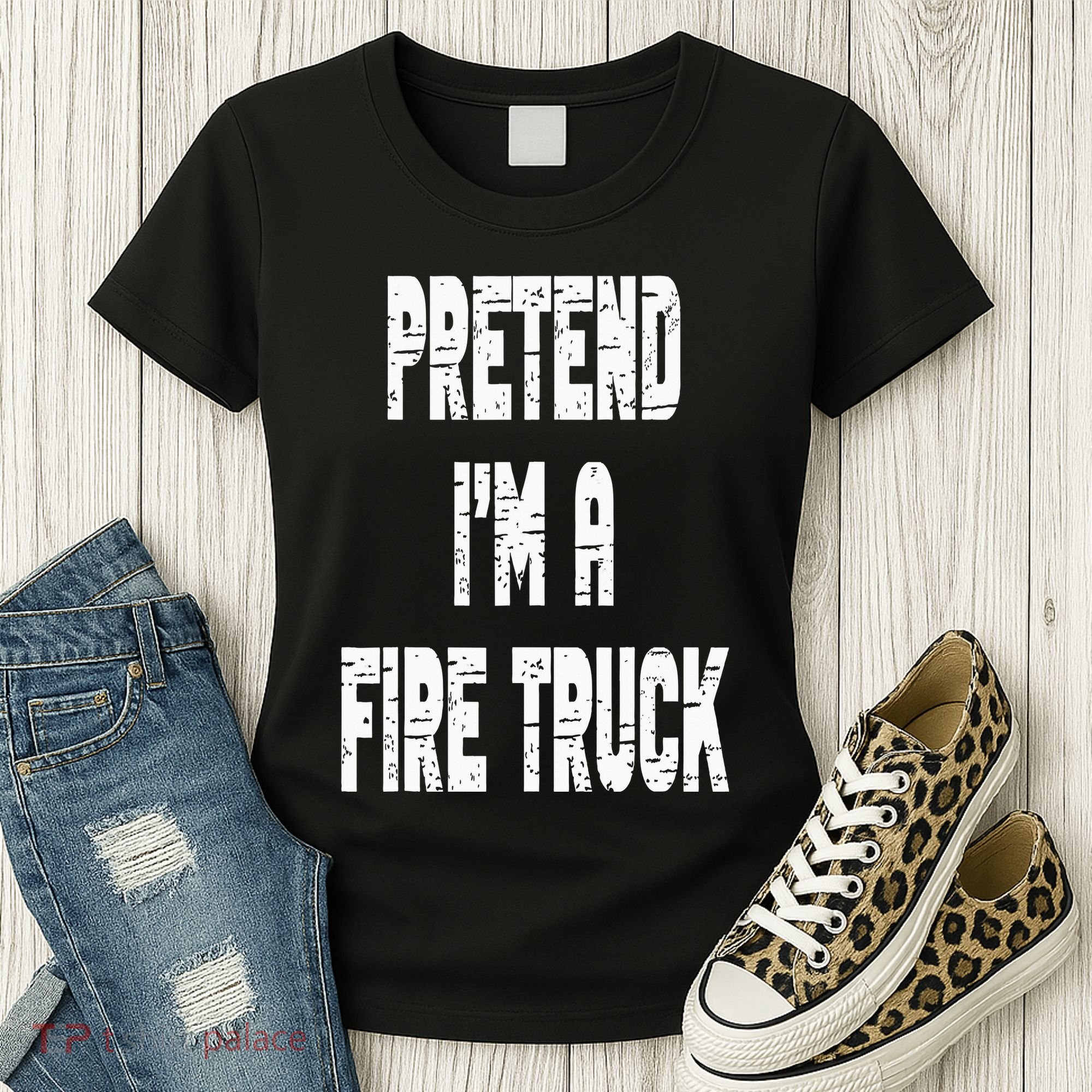 Lazy Easy Pretend I'm A Fire Truck Party Halloween Costume Women's T-Shirt