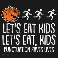 Lets Eat Punctuation Saves Lives Lazy Halloween Costume Women's Hoodie thumb 2