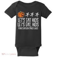 Lets Eat Punctuation Saves Lives Lazy Halloween Costume Baby Bodysuit thumb 0