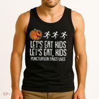 Lets Eat Punctuation Saves Lives Lazy Halloween Costume Tank Top thumb 3