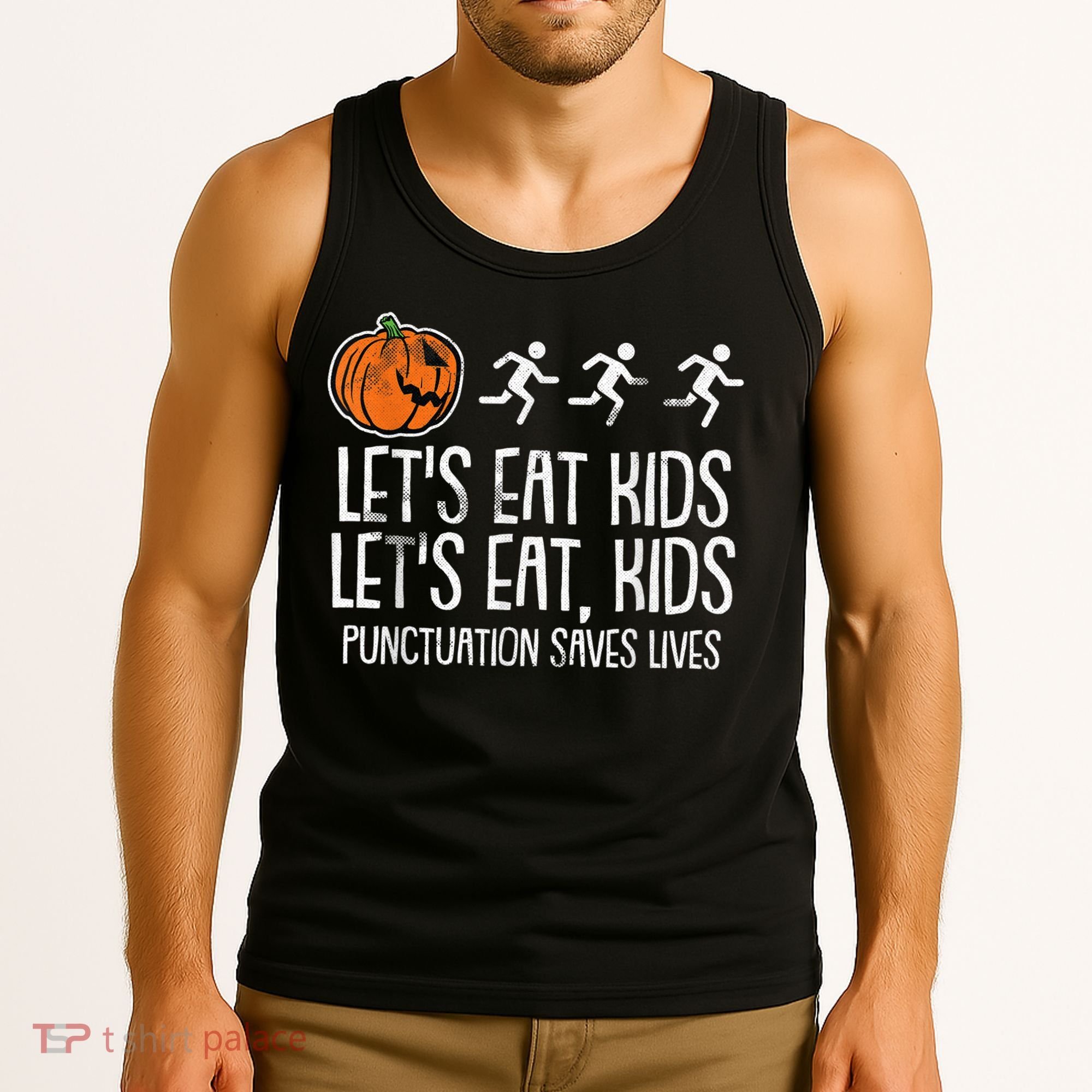Lets Eat Punctuation Saves Lives Lazy Halloween Costume Tank Top