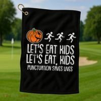 Lets Eat Punctuation Saves Lives Lazy Halloween Costume Golf Towel thumb 1