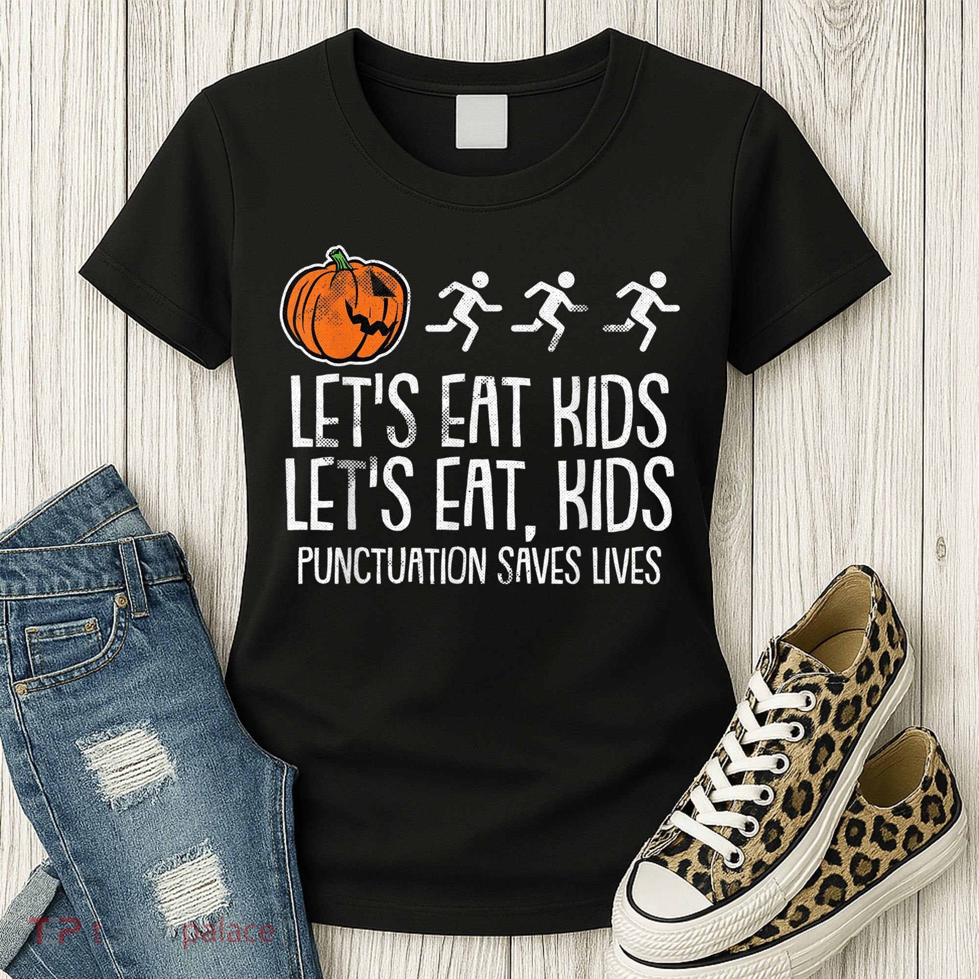 Lets Eat Punctuation Saves Lives Lazy Halloween Costume Women's T-Shirt