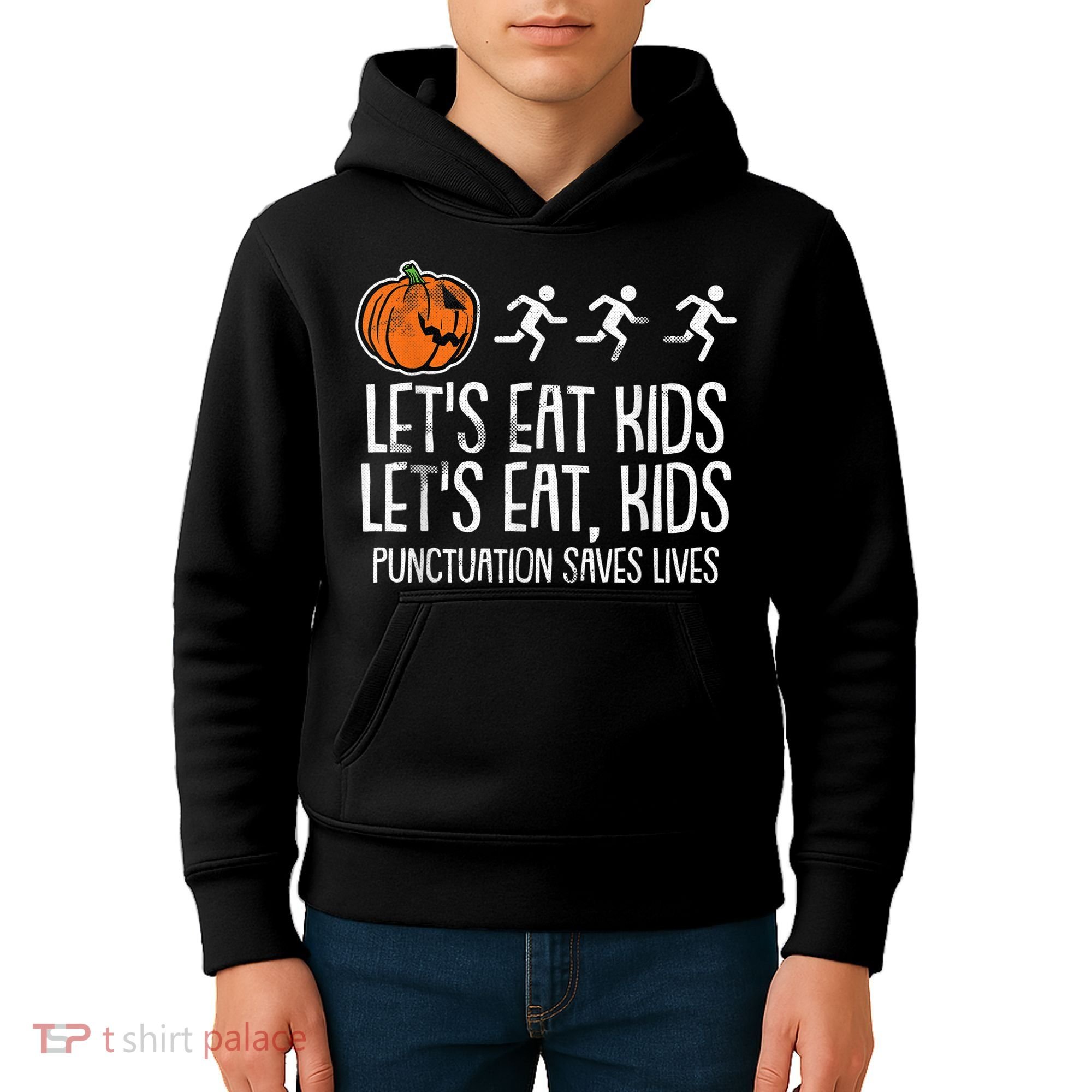 Lets Eat Punctuation Saves Lives Lazy Halloween Costume Kids Hoodie