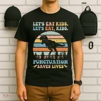 Let's Eat Punctuation Saves Lives Funny Grammar Dino T-Shirt thumb 6