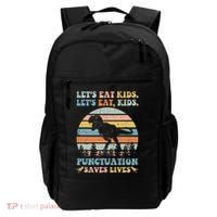 Let's Eat Punctuation Saves Lives Funny Grammar Dino Backpack thumb 0