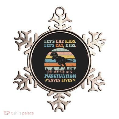 Let's Eat Punctuation Saves Lives Funny Grammar Dino Ornament