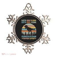 Let's Eat Punctuation Saves Lives Funny Grammar Dino Ornament thumb 0