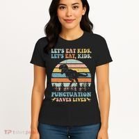 Let's Eat Punctuation Saves Lives Funny Grammar Dino Women's T-Shirt thumb 4