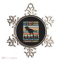 LetS Eat Punctuation Saves Lives Funny Grammar Dino Gift Ornament thumb 0
