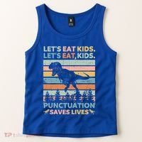 LetS Eat Punctuation Saves Lives Funny Grammar Dino Gift Tank Top thumb 2