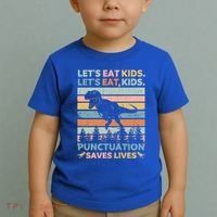 LetS Eat Punctuation Saves Lives Funny Grammar Dino Gift Toddler T-Shirt thumb 2
