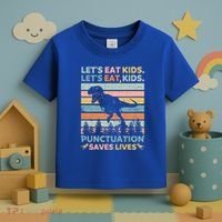 LetS Eat Punctuation Saves Lives Funny Grammar Dino Gift Toddler T-Shirt thumb 3