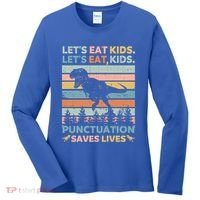 LetS Eat Punctuation Saves Lives Funny Grammar Dino Gift Women's Long Sleeve Shirt thumb 0