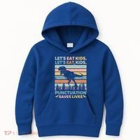 LetS Eat Punctuation Saves Lives Funny Grammar Dino Gift Kids Hoodie thumb 0