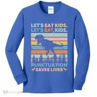 LetS Eat Punctuation Saves Lives Funny Grammar Dino Gift Kids Long Sleeve Shirt thumb 0