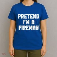 Lazy Easy Pretend I'm Fireman Party Halloween Costume Simple T-Shirt thumb 4