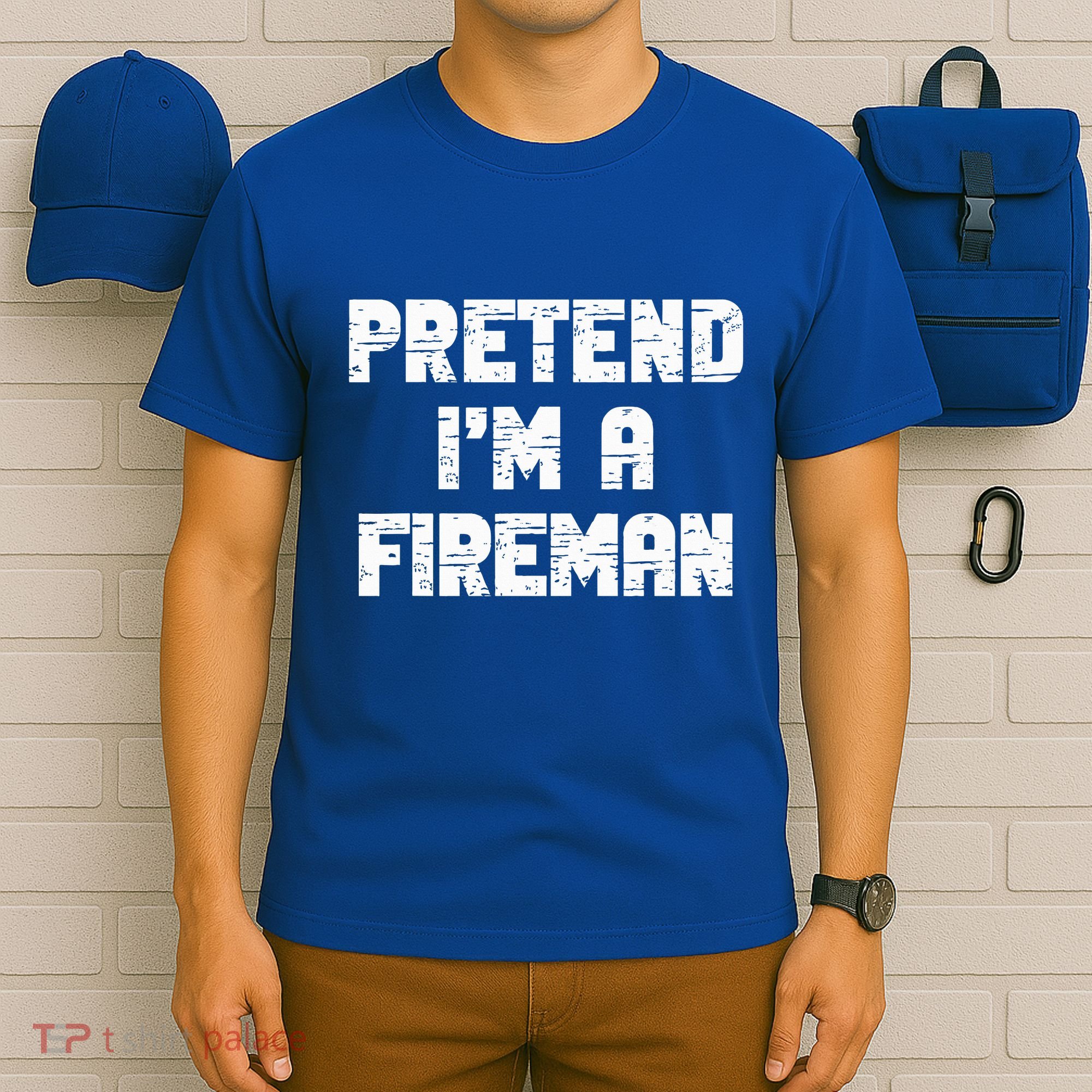 Lazy Easy Pretend I'm Fireman Party Halloween Costume Simple T-Shirt