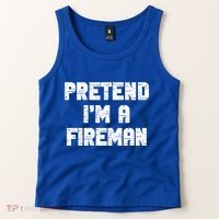 Lazy Easy Pretend I'm Fireman Party Halloween Costume Simple Tank Top thumb 2