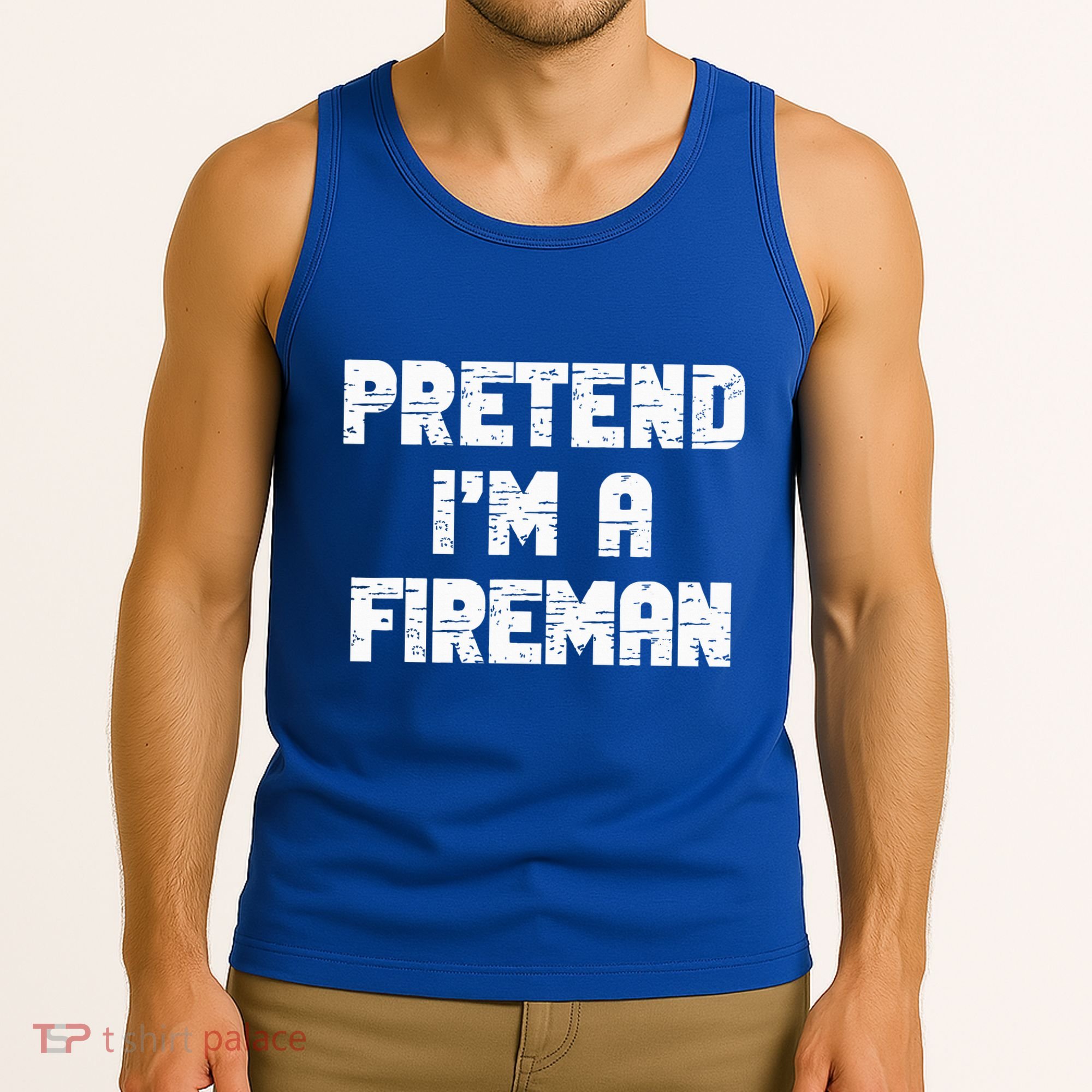 Lazy Easy Pretend I'm Fireman Party Halloween Costume Simple Tank Top