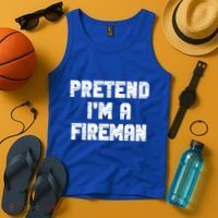 Lazy Easy Pretend I'm Fireman Party Halloween Costume Simple Tank Top thumb 4