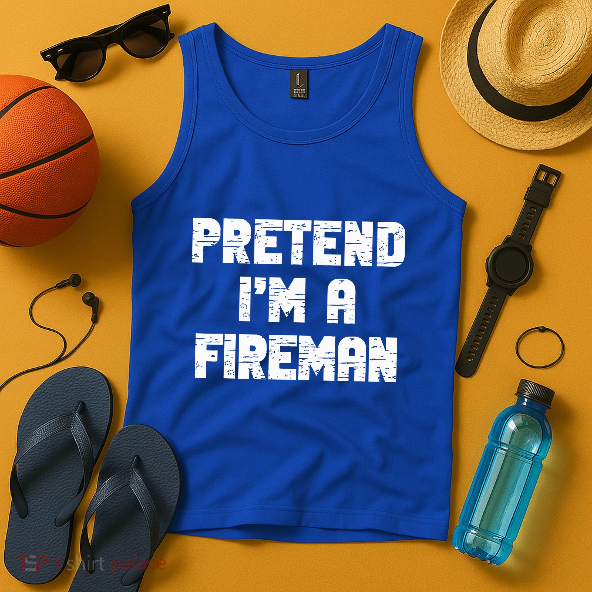 Lazy Easy Pretend I'm Fireman Party Halloween Costume Simple Tank Top